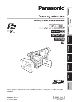 Panasonic AG-HVX200 Manual