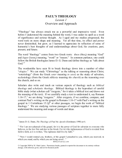 paul`s theology - Biblical Literacy