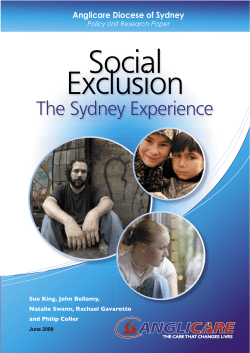 Social Exclusion: The Sydney Experience