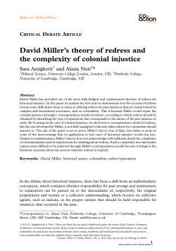 David Miller`s theory of redress and the complexity of colonial injustice