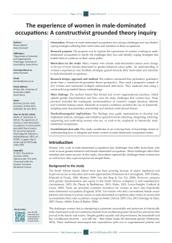 The experience of women in male-dominated occupations