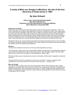 A study of Mare aux Songes in Mauritius: the site of the
