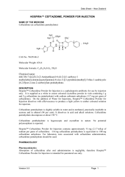 Hospira&trade; Ceftazidime, Powder for injection