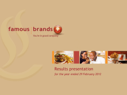 Presentation to Analysts 2012