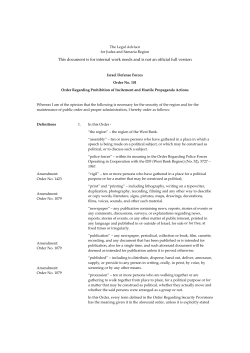 Order Regarding Prohibition of Incitement and Hostile