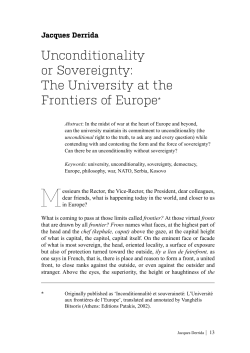13 / Jacques Derrida, Unconditionality or Sovereignty