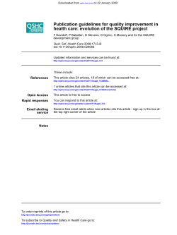 SQUIRE Guidelines for Publishing QI