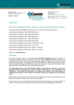 7 March 2014 Great Southern Plantations Schemes: Allocation of