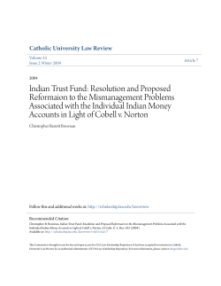 Indian Trust Fund - CUA Law Scholarship Repository