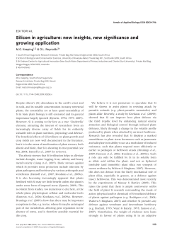 Silicon in agriculture: new insights, new significance and growing