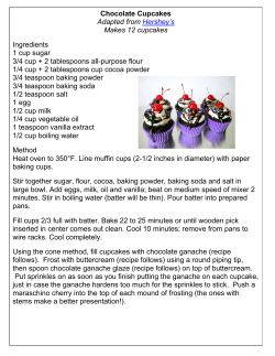 Chocolate Cupcakes Adapted from Hershey`s Makes 12 cupcakes