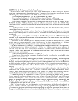 SECTION 63-13-40. Background checks for employment. (A) No