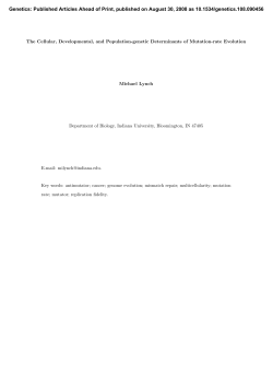 Genetics: Published Articles Ahead of Print, published on August 30