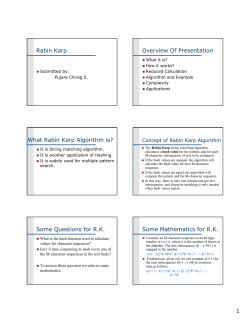 Rabin Karp Overview Of Presentation What Rabin Karp Algorithm is