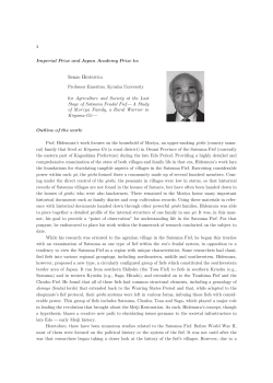 Agriculture and Society at the Last Stage of Satsuma Feudal Fief