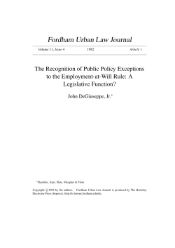 The Recognition of Public Policy Exceptions to the Employment