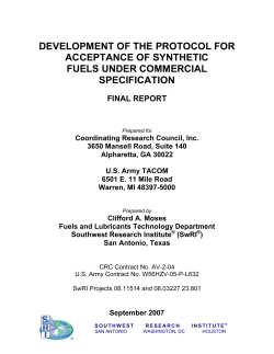 Development of the Protocol for Acceptance of Synthetic Fuels into