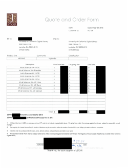 Quote and Order Form - California Digital Library