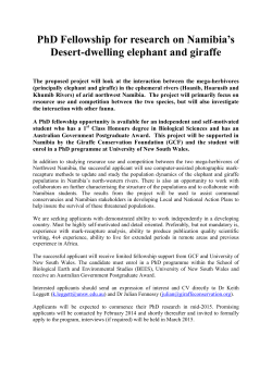 PhD Fellowship for research on Namibia`s Desert