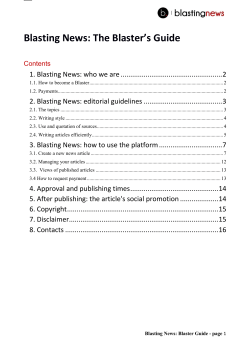Blasting News: The Blaster`s Guide