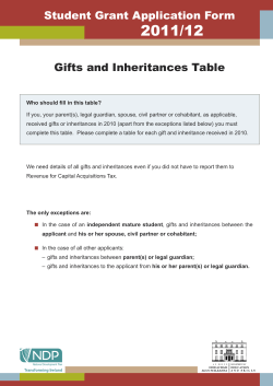 Student Grant Application Form Gifts and Inheritances Table