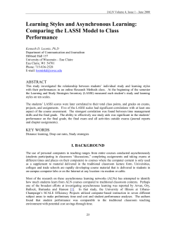 Learning Styles and Asynchronous Learning: Comparing the LASSI