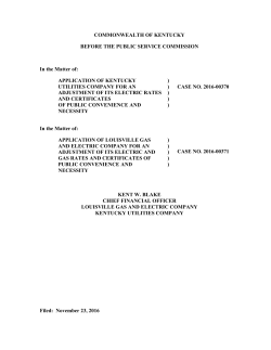 APPLICATION OF KENTUCKY UTILITIES COMPANY FOR A