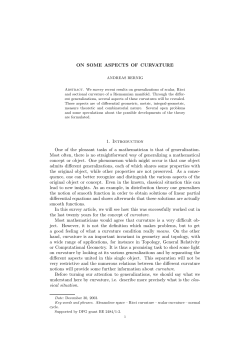 ON SOME ASPECTS OF CURVATURE 1. Introduction One of the
