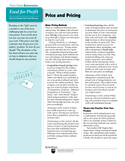 Price and Pricing Food for Profit