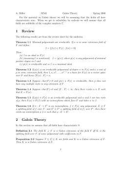 1 Review 2 Galois Theory