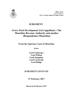 Judgment  - Judicial Committee of the Privy Council