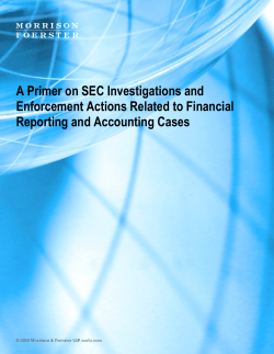 A Primer on SEC Investigations and Enforcement Actions Related to