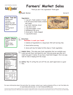 012 recipe Farmers` Market Salsa