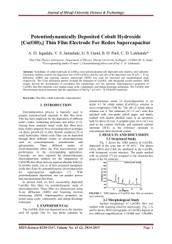 Potentiodynamically Deposited Cobalt Hydroxide [Co(OH)2] Thin