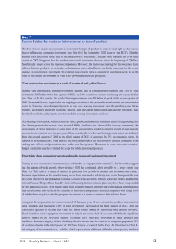 Factors behind the weakness in investment by type of product