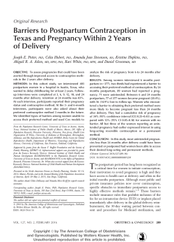 Barriers to Postpartum Contraception in Texas and Pregnancy