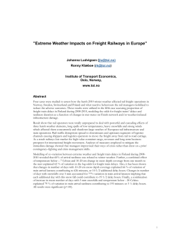 Extreme Weather Impacts on Freight Railways in Europe&rdquo;