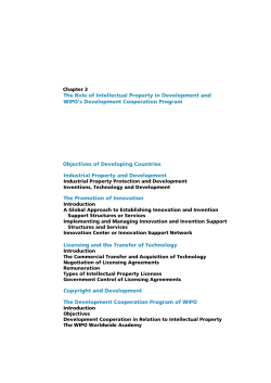 The Role of Intellectual Property in Development and WIPO`s