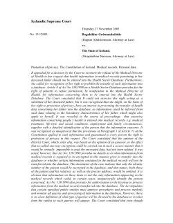 Icelandic Supreme Court - Electronic Privacy Information Center