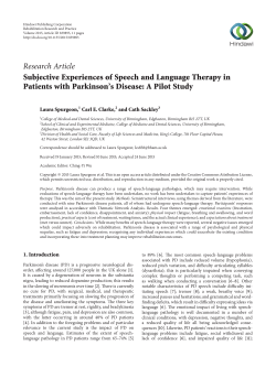 Subjective Experiences of Speech and Language Therapy in