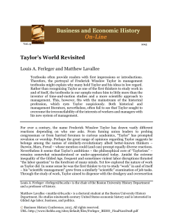 Taylor`s World Revisited - The Business History Conference