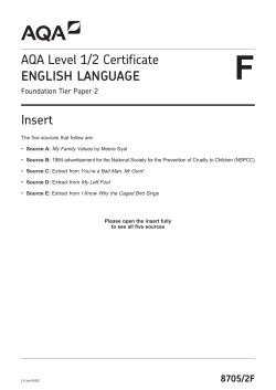 Level 1/2 Certificate English Language Insert Paper 2 June