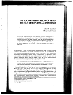 the social preservation of mind: the alzheimer`s disease