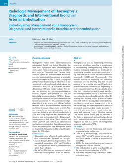 Radiologic Management of Haemoptysis: Diagnostic and