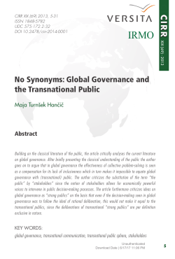 No Synonyms: Global Governance and the