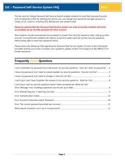 SJC &ndash; Password Self-Service System FAQ