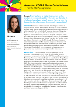 Awarded COFAS Marie Curie fellows &ndash; For the FOIP