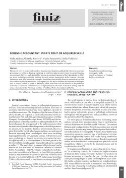 FORENSIC ACCOUNTANT: INNATE TRAIT OR ACQUIRED SKILL?