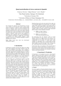 Quasi-neutralization of stress contrasts in Spanish - Max