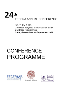 Conference programme - European Early Childhood Education